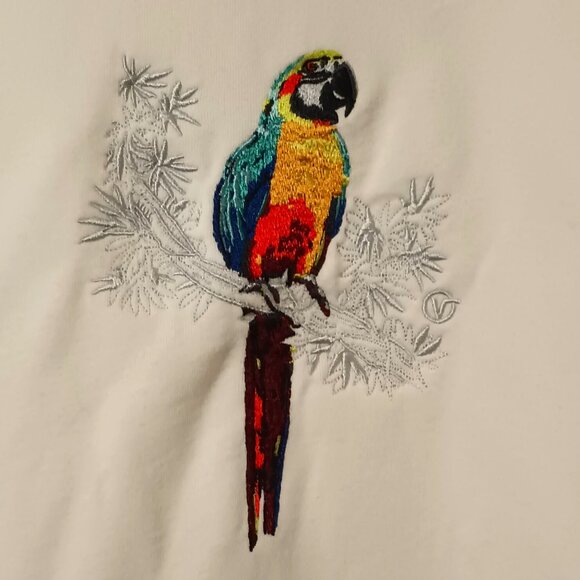 Vans Tropics White‎ Crew Neck Sweatshirt w/ Colorful Parrot Design (Size: Small) - Picture 2 of 10